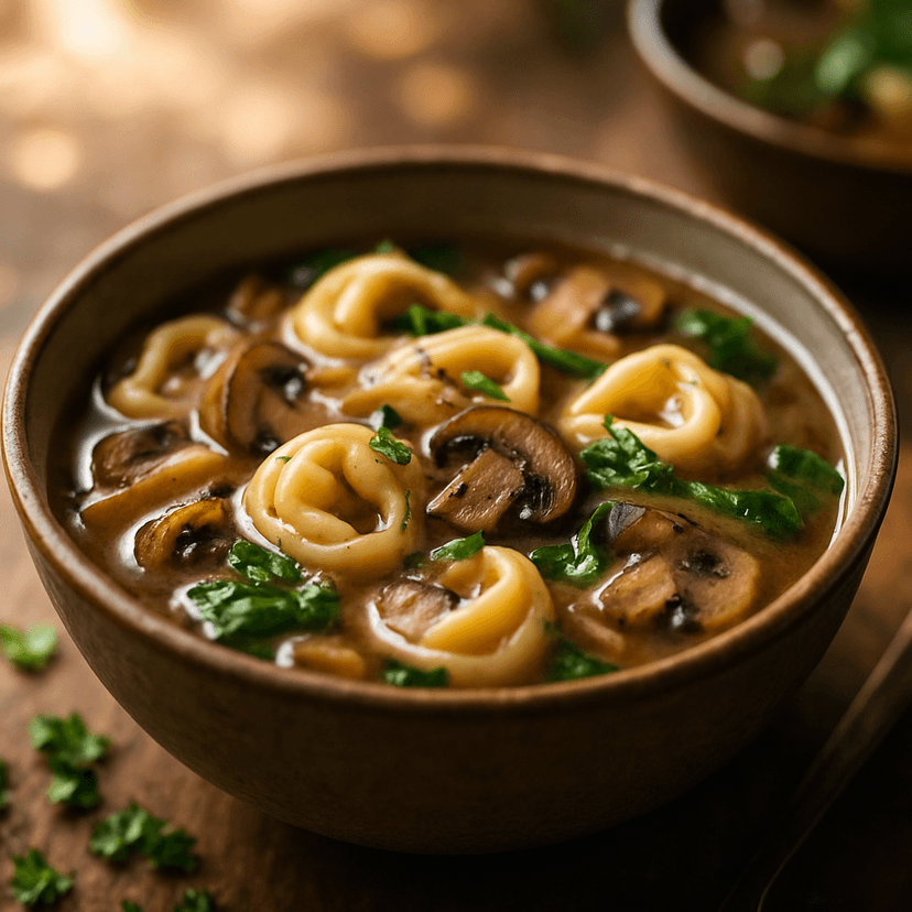 Savory Tortellini Mushroom Onion Soup