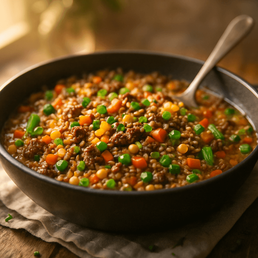 One-Pan Beef and Rice Medley