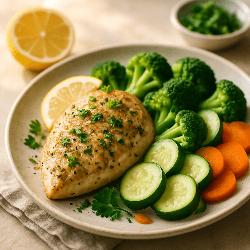 Lemon Herb Chicken with Steamed Veggies
