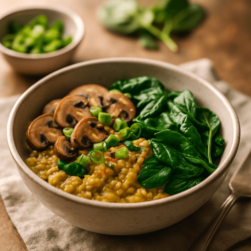 Savory Oat & Greens Breakfast Bowl