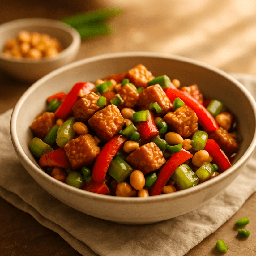 Savory Kung Pao Tempeh Stir-Fry