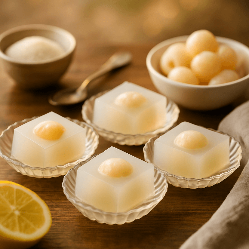 Firm Lychee Jelly with Agar Agar