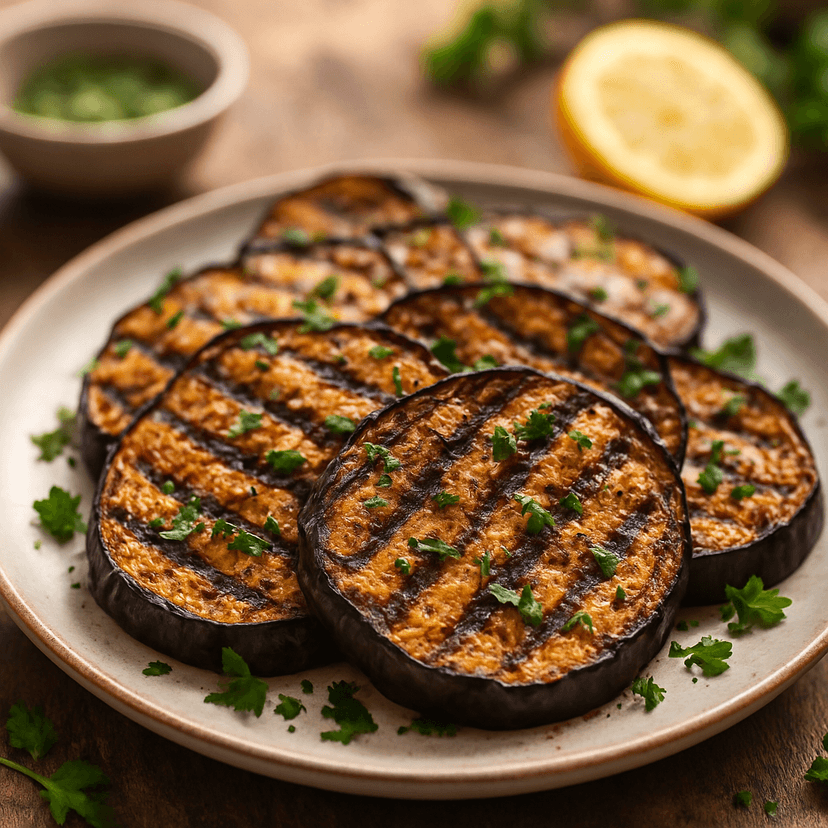 Smoky Grilled Marinated Eggplant Slices