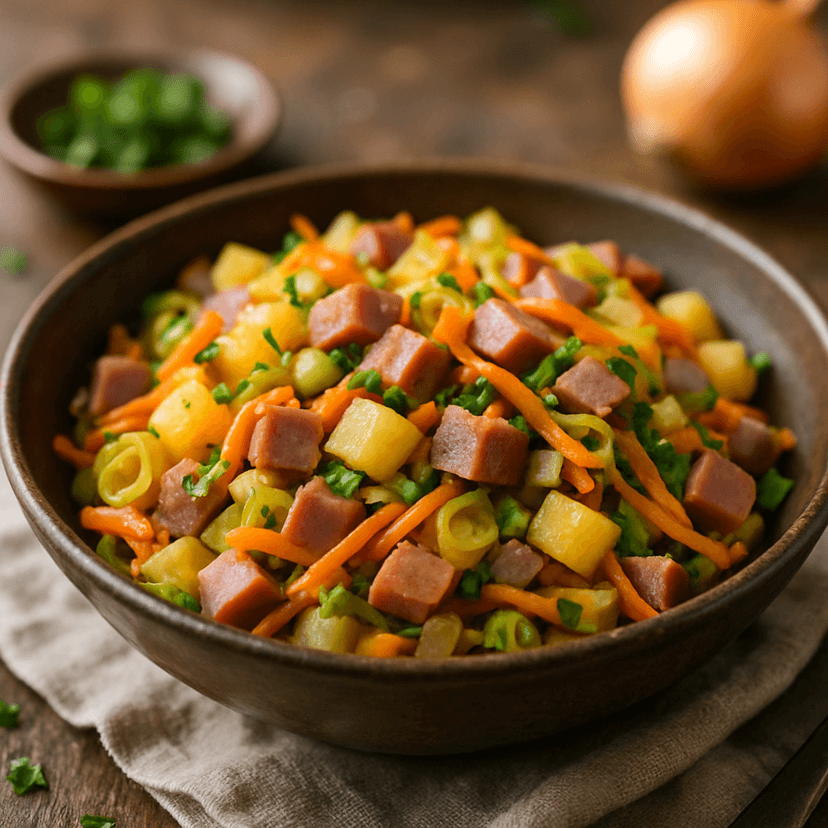 Savory Melon and Ham Veggie Stir-Fry