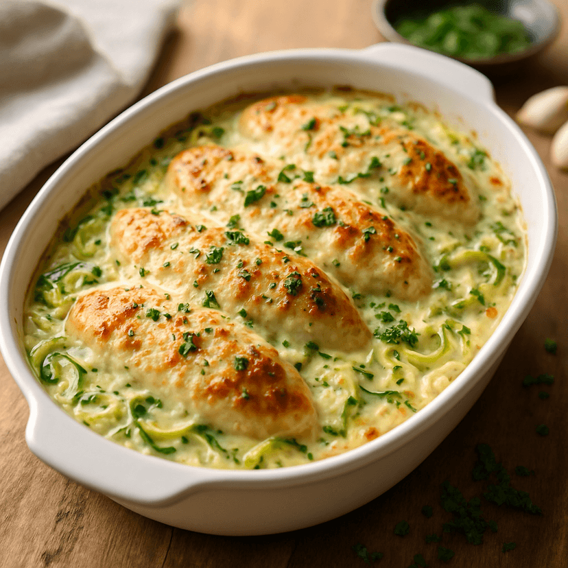 Italian Keto Chicken Alfredo Bake image