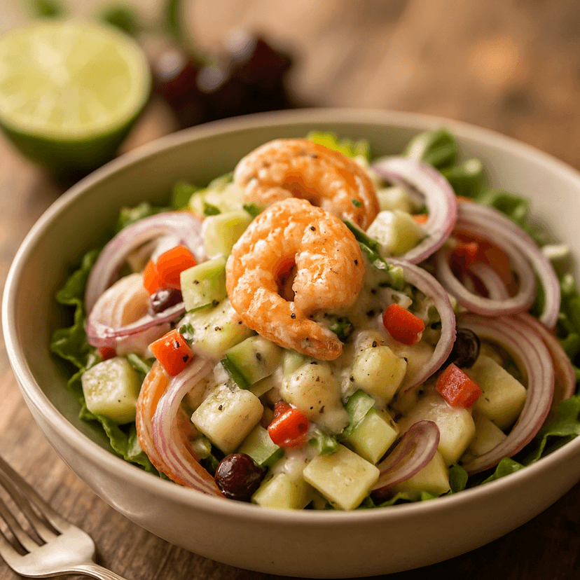 Creamy Citrus Shrimp and Pear Salad