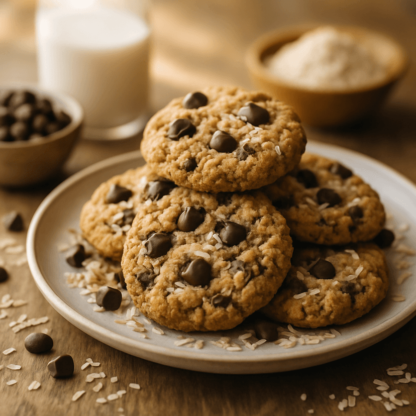 Hearty Oat & Coconut Chocolate Chip Cookies