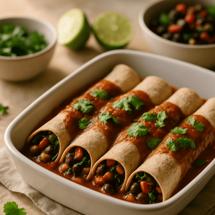 Hearty Gluten-Free Vegan Black Bean Enchiladas