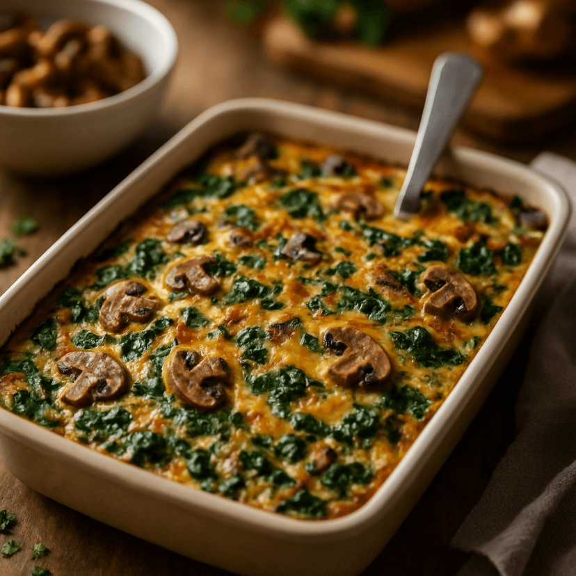 Hearty Spinach Mushroom Egg Bake