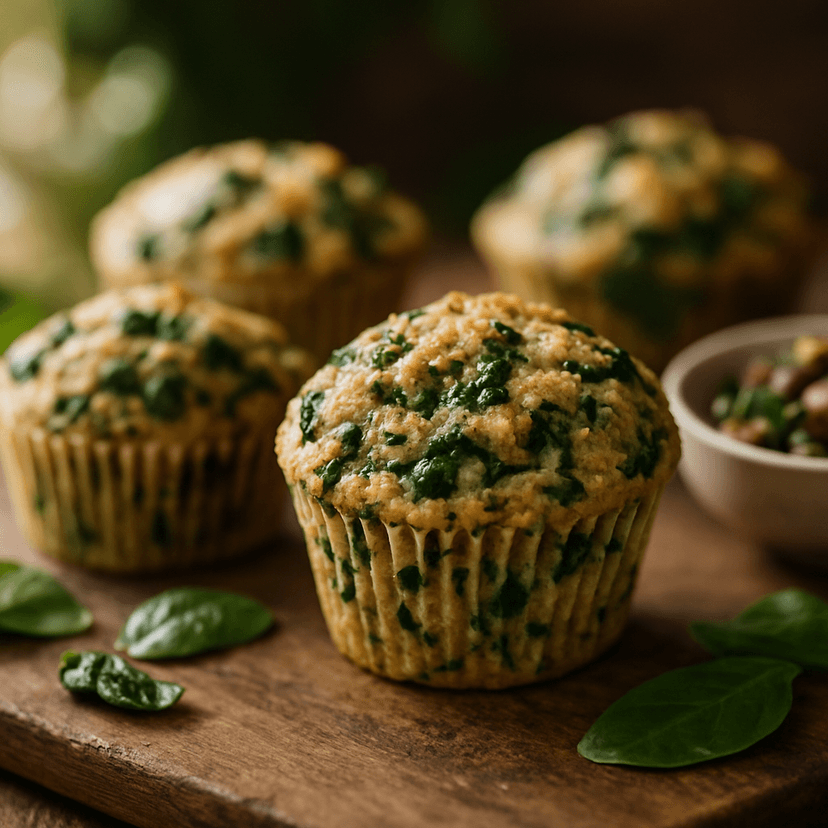 Savory Vegan Spinach Mushroom Muffins