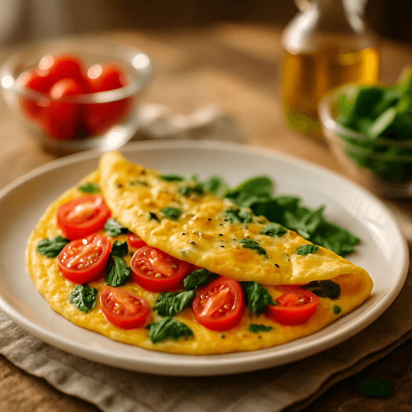 Fresh Tomato and Spinach Omelette