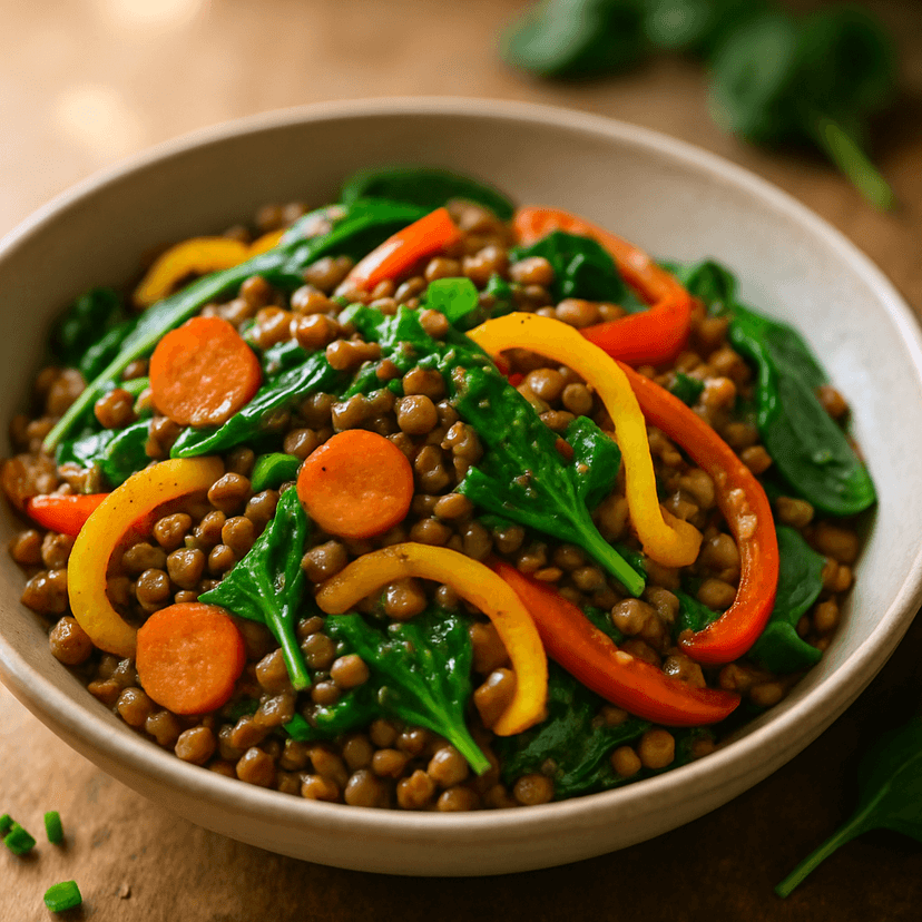 Savory Lentil and Veggie Stir-Fry