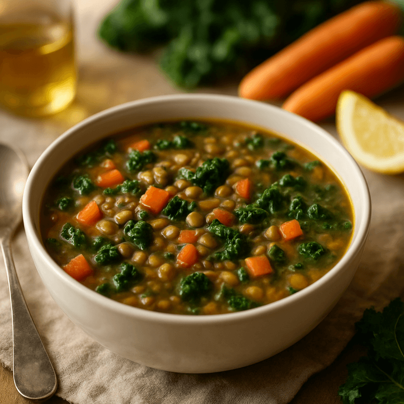 Hearty Lentil Soup with Kale and Carrots