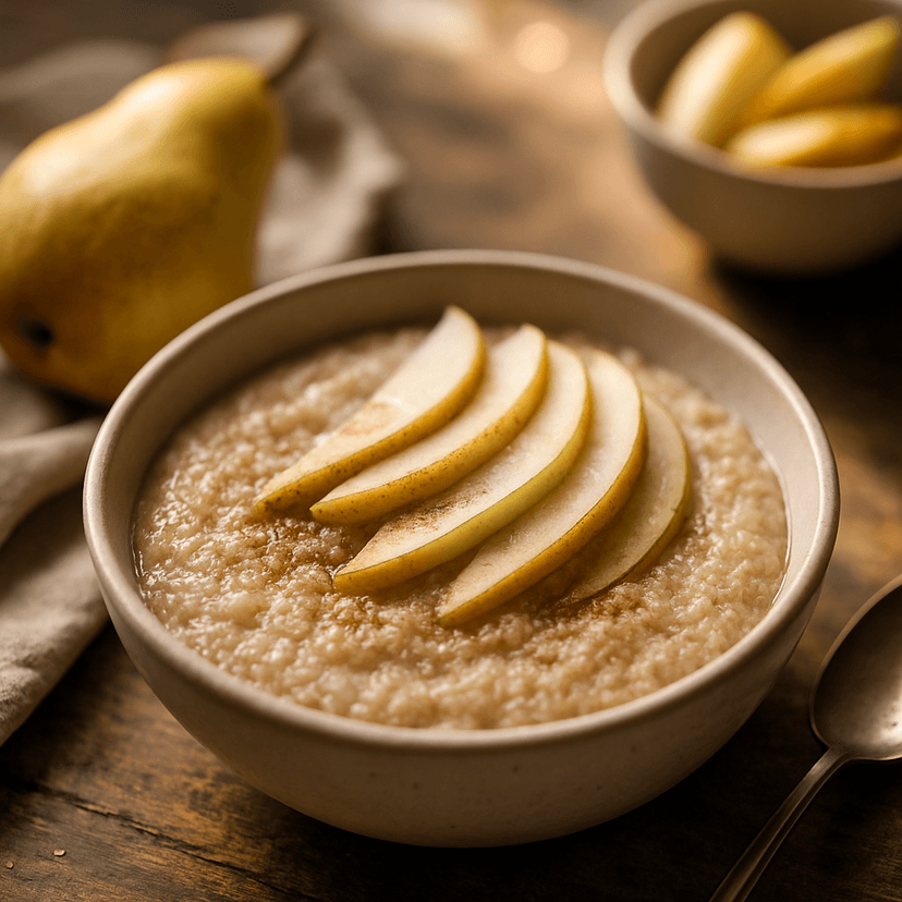 Creamy Amaranth Porridge with Fresh Pears