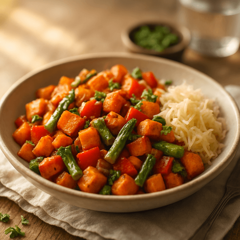 Hearty Sweet Potato Veggie Hash with Sauerkraut