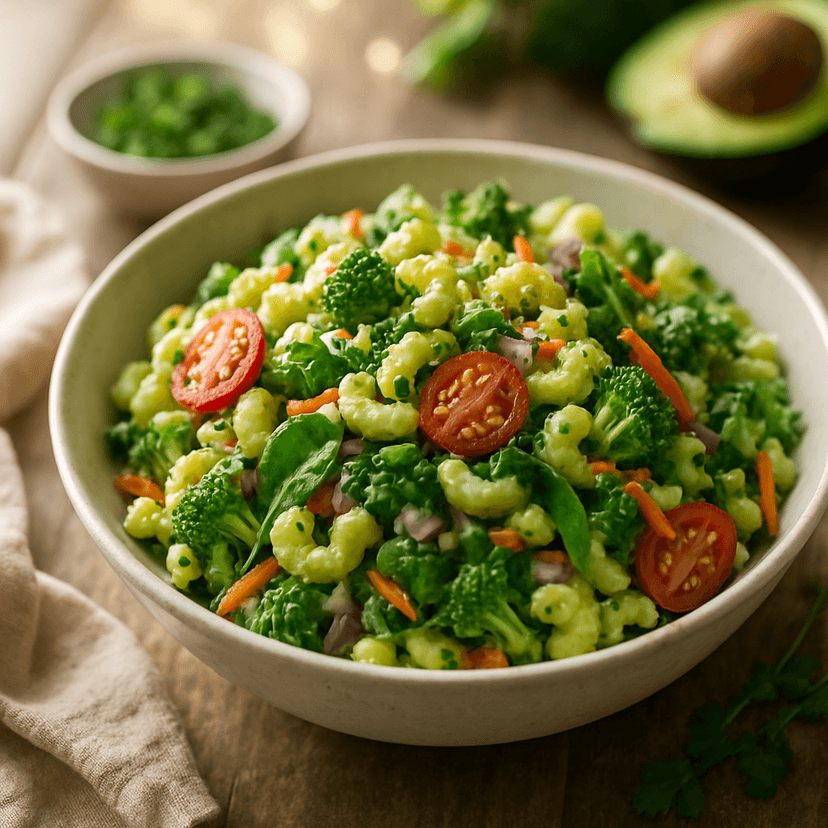 Creamy Avocado Veggie Macaroni Salad