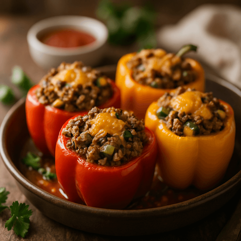 Venison Stuffed Bell Peppers with Zucchini