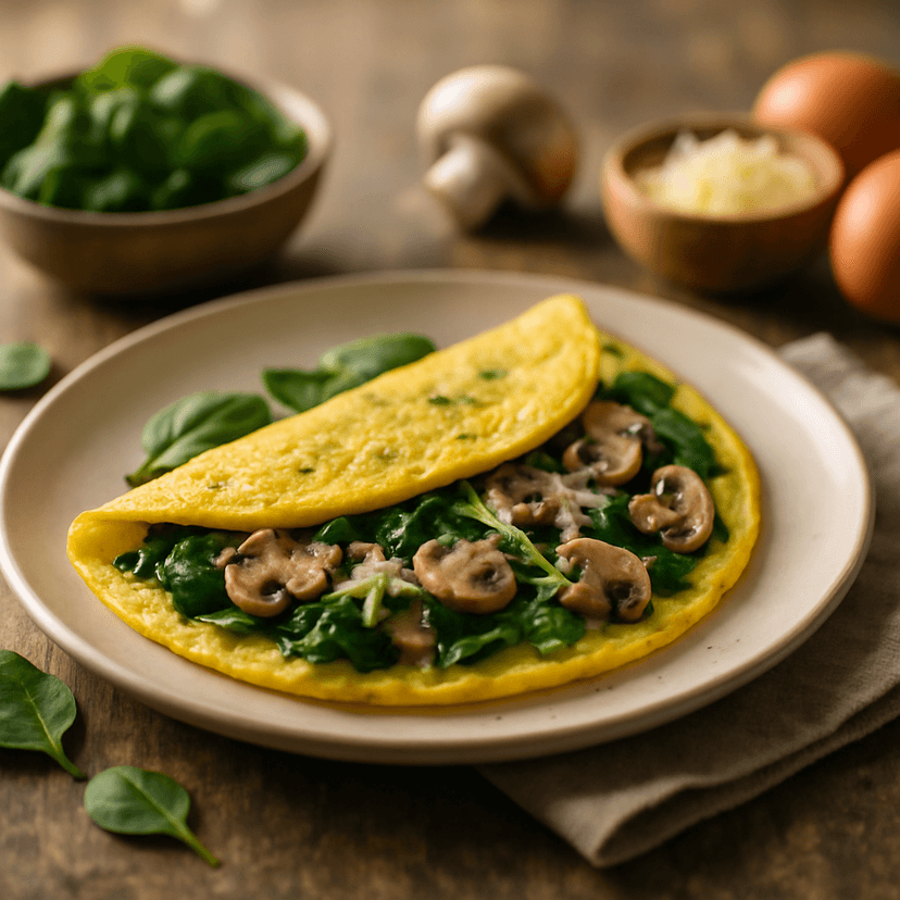 Tortilla Mágica de Espinacas y Champiñones