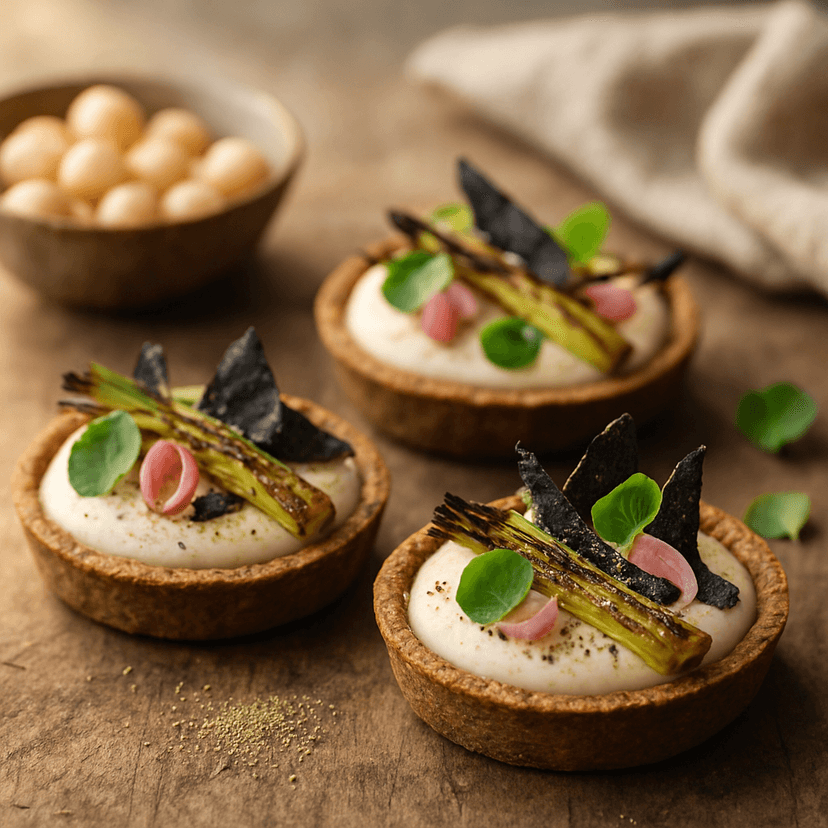 Charred Leek & Macadamia Cream Tartlets