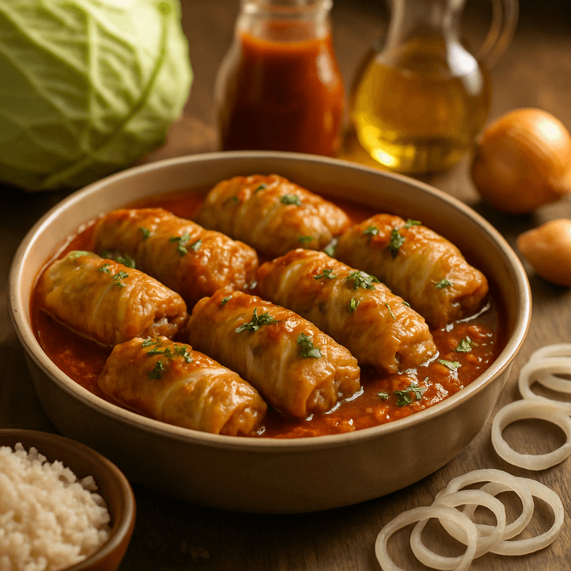 Savory Ground Chicken Stuffed Cabbage Rolls