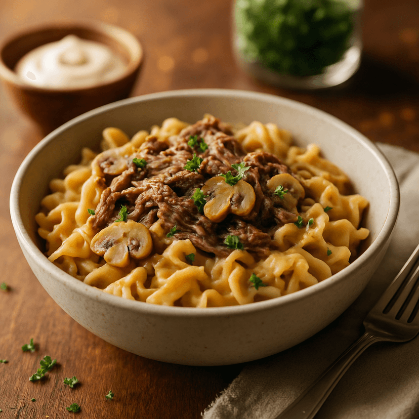 Savory Beef Stroganoff Bowl with Mushrooms