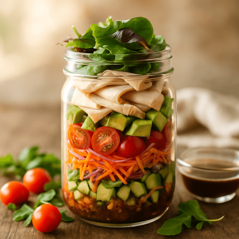 Layered Turkey Avocado Jar Salad