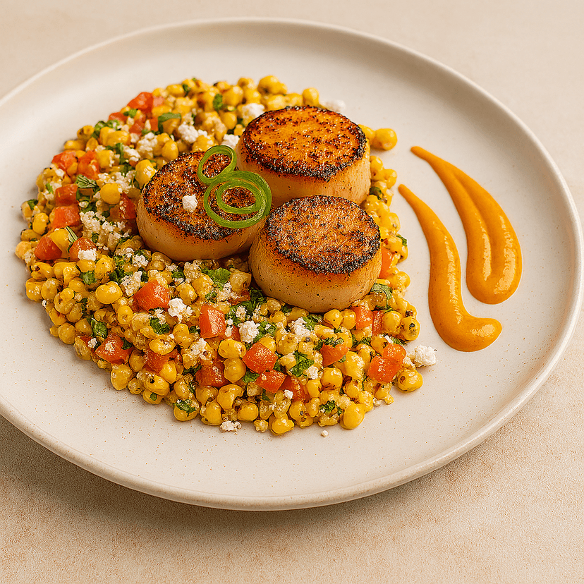 Smoky Street Corn Salad with Seared Scallops
