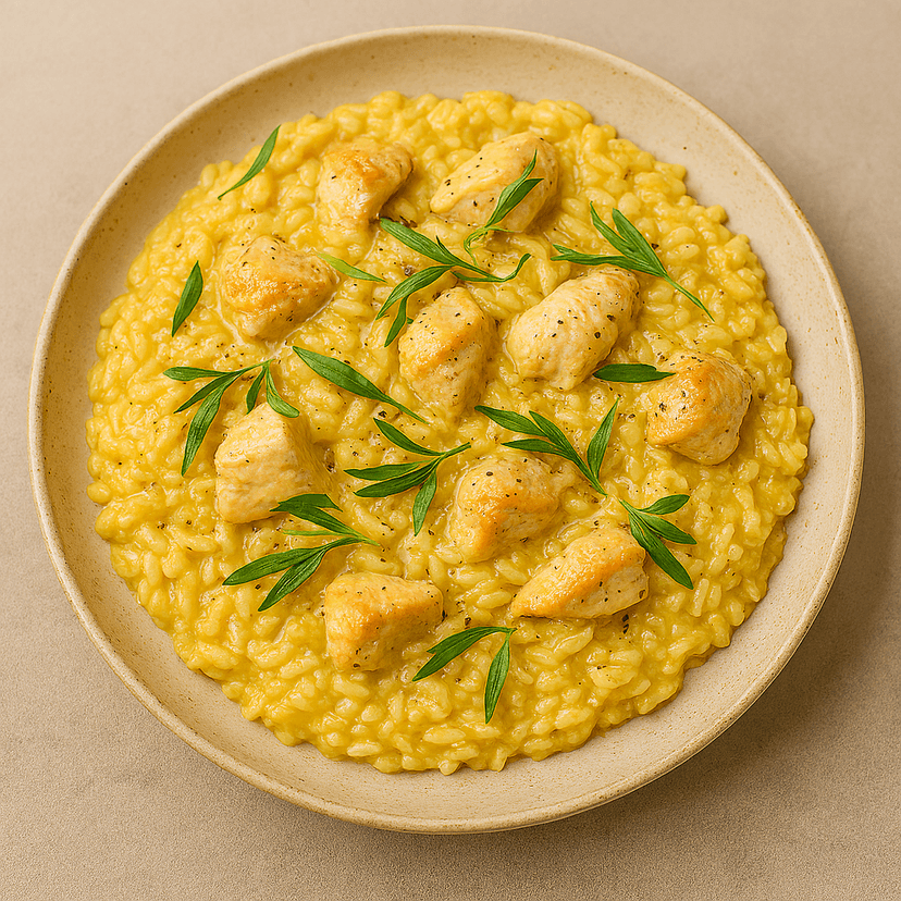 Saffron-Infused Creamy Chicken Tarragon Risotto