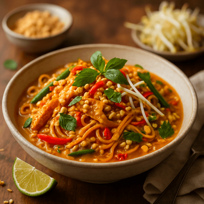 Spicy Thai Red Curry Pad Thai Noodles