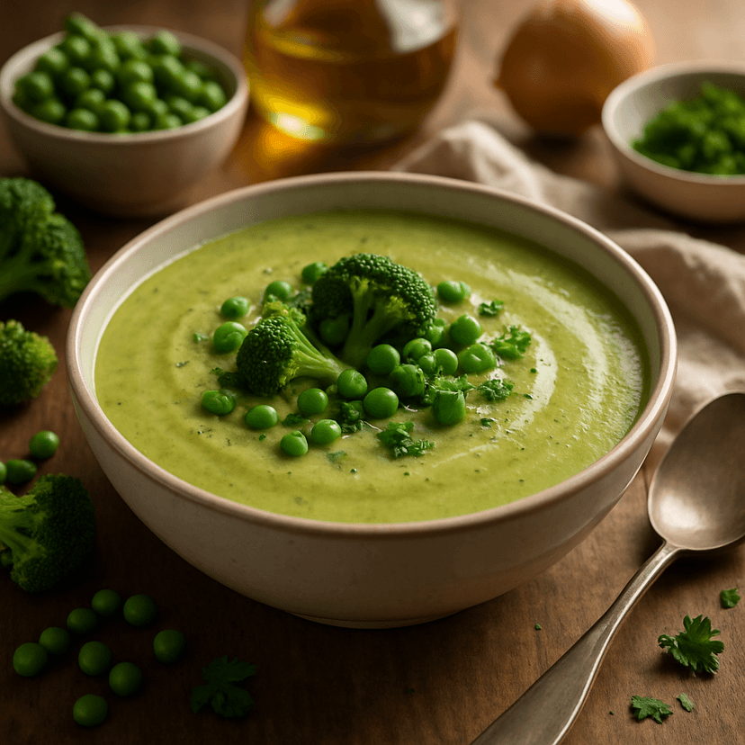 Creamy Broccoli and Pea Soup