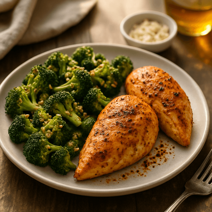 Garlic Air Fryer Chicken with Broccoli