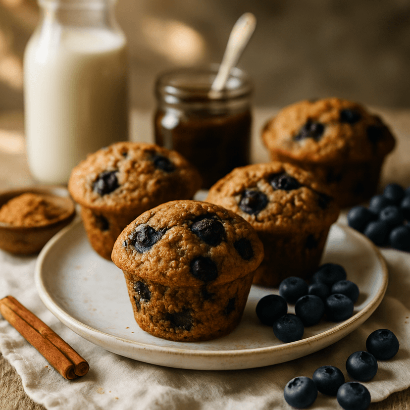 Wholesome Cinnamon Blueberry Flax Muffins