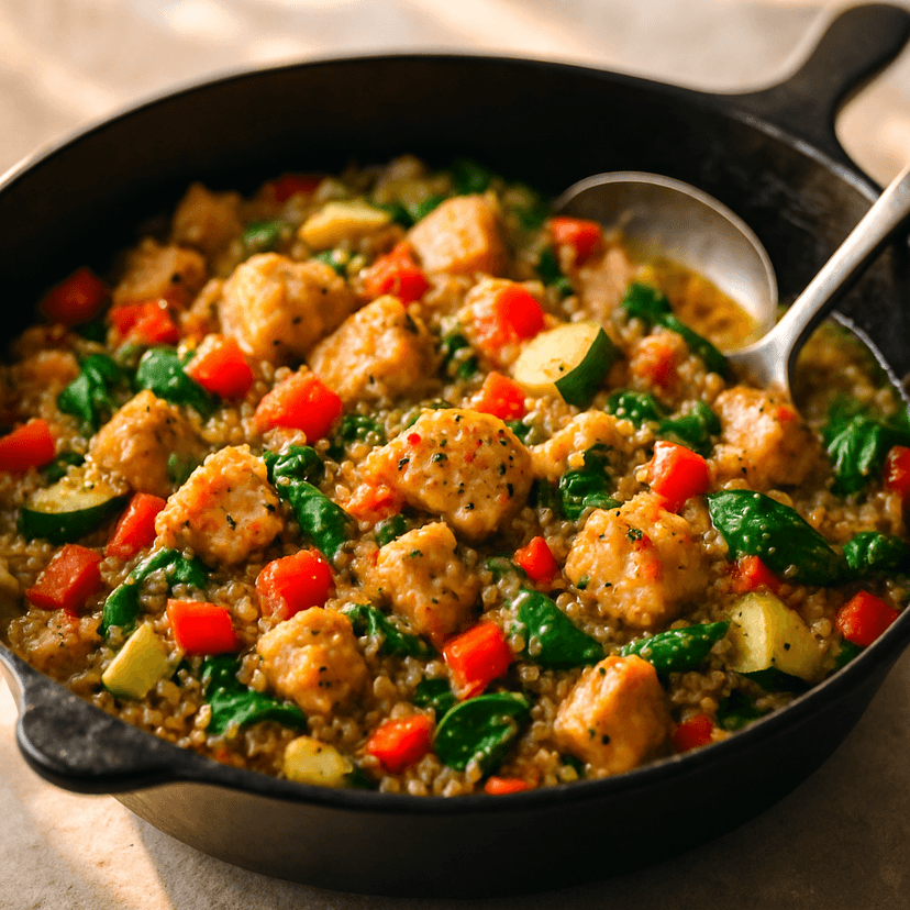One-Pan Chicken Quinoa Veggie Skillet