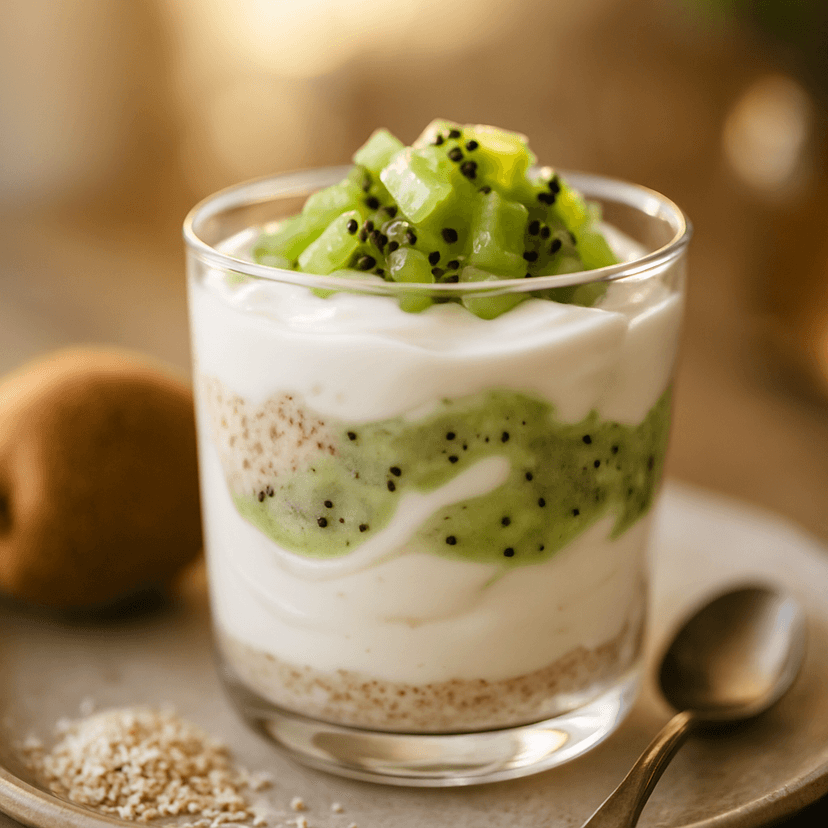 Creamy Greek Yogurt with Oat Bran & Kiwi Swirl