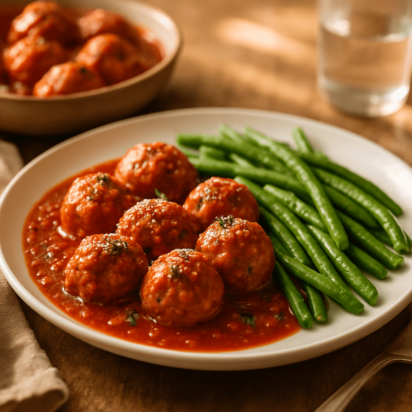 Savory Turkey Meatballs in Rich Tomato Sauce