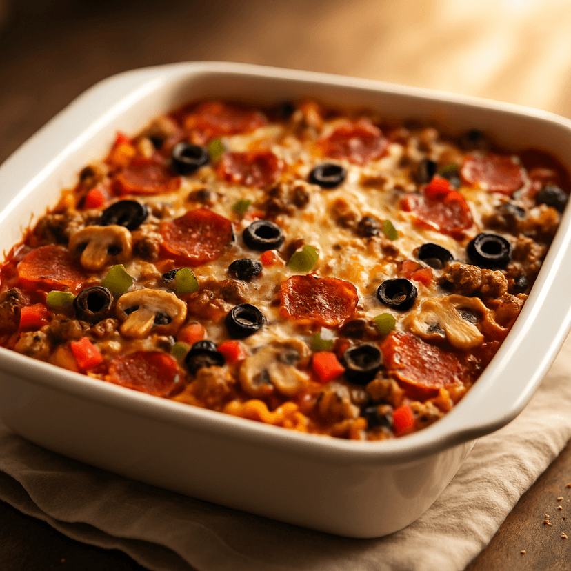 Savory Italian Sausage Pizza Casserole