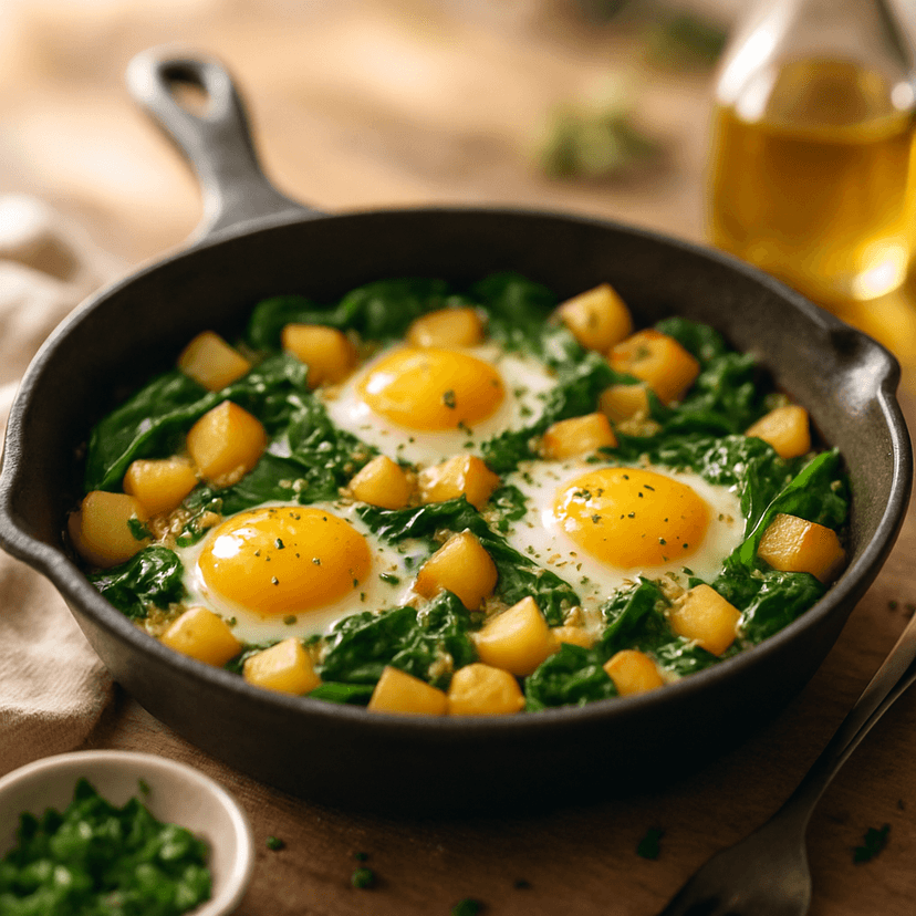 Spinach Potato Egg Skillet
