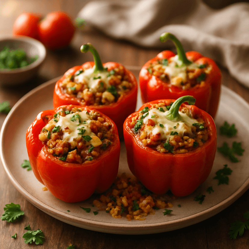 Savory Stuffed Red Bell Peppers with Turkey