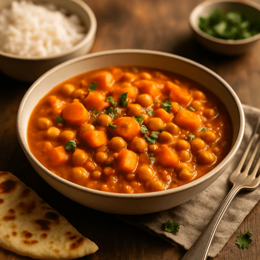 Mild Carrot & Sweet Potato Chickpea Curry