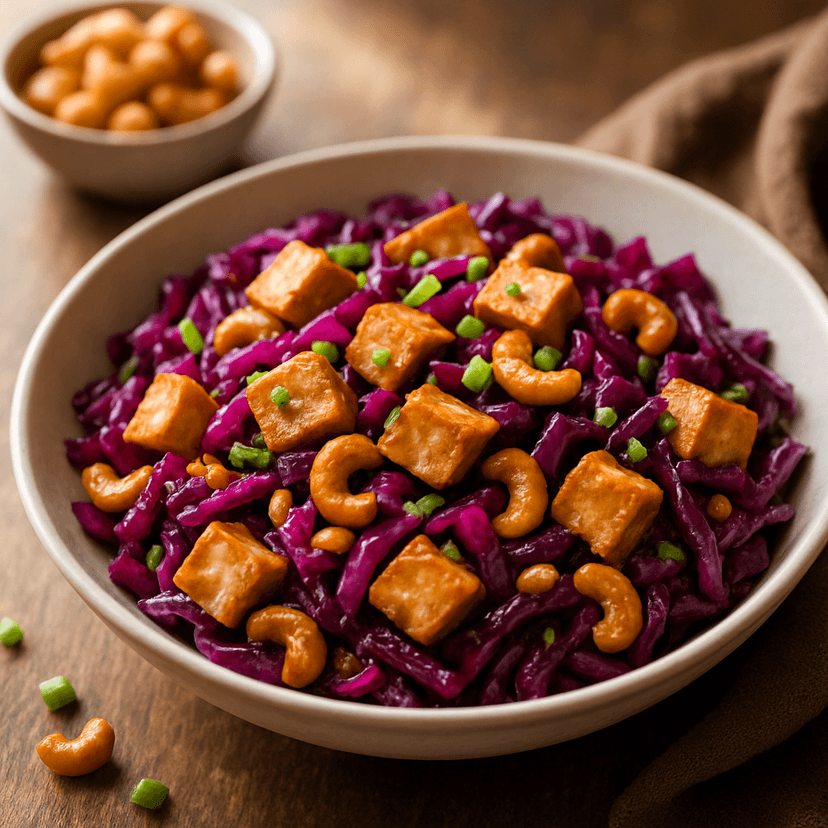 Vibrant Purple Cabbage Tofu Stir-Fry
