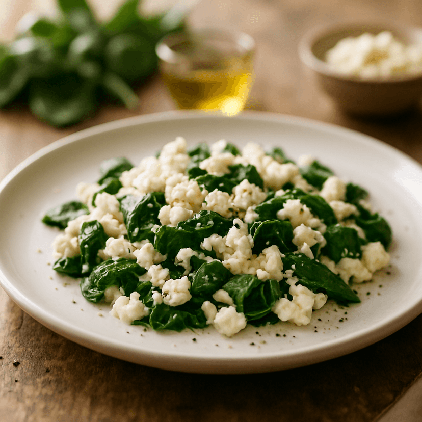 Spinach and Feta Egg White Scramble
