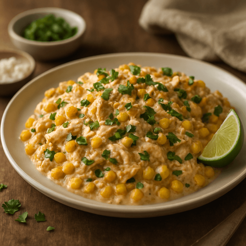 Creamy Crockpot Chicken Elote Corn