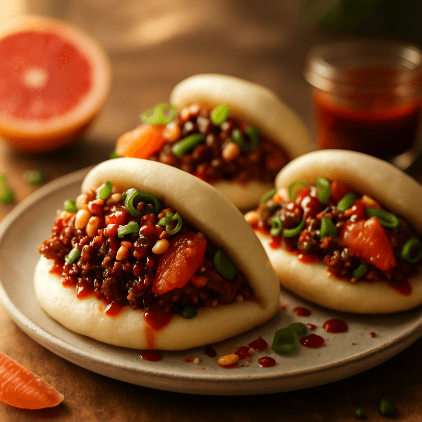 Spicy Korean Beef Bao Buns with Grapefruit Zing
