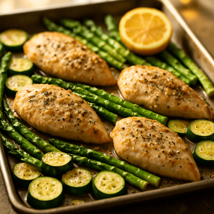Lemon Garlic Chicken Sheet Pan Supper
