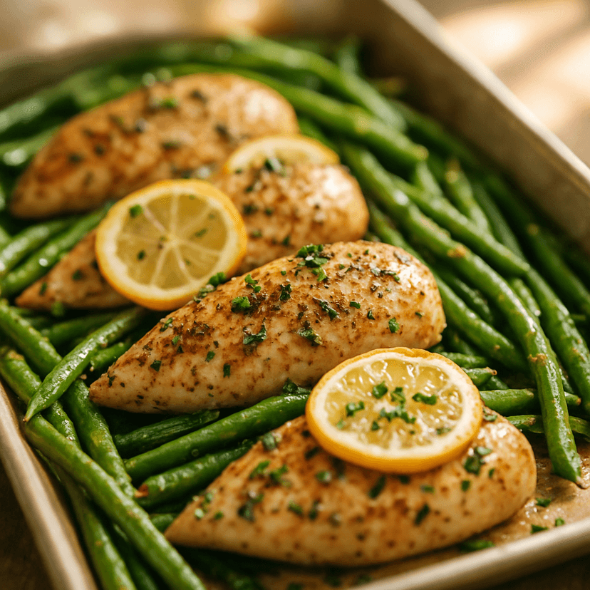 Herb Baked Chicken with Fresh Green Beans