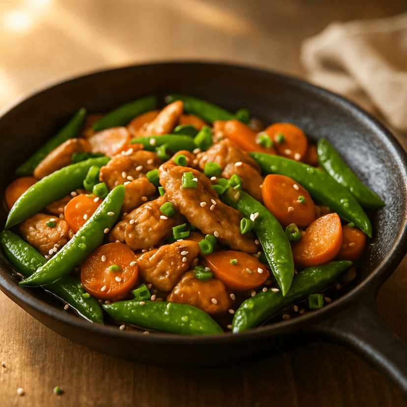 Quick Chicken Stir-Fry with Snap Peas & Carrots
