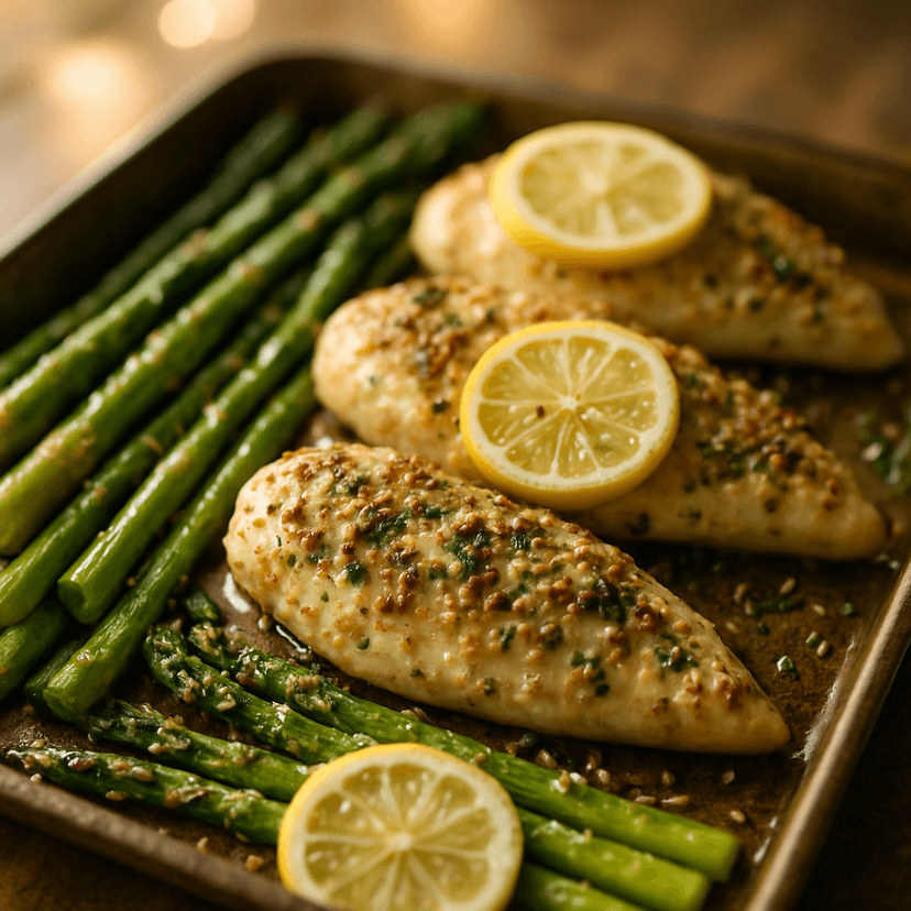Garlic Parmesan Chicken and Roasted Asparagus