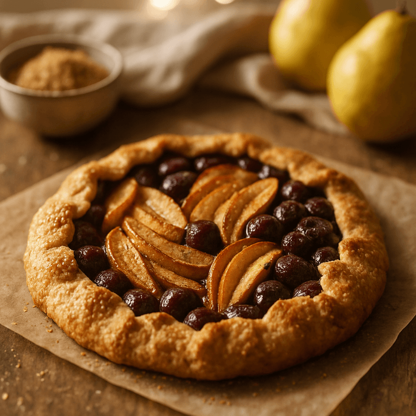 Spiced Pear and Cherry Rustic Galette