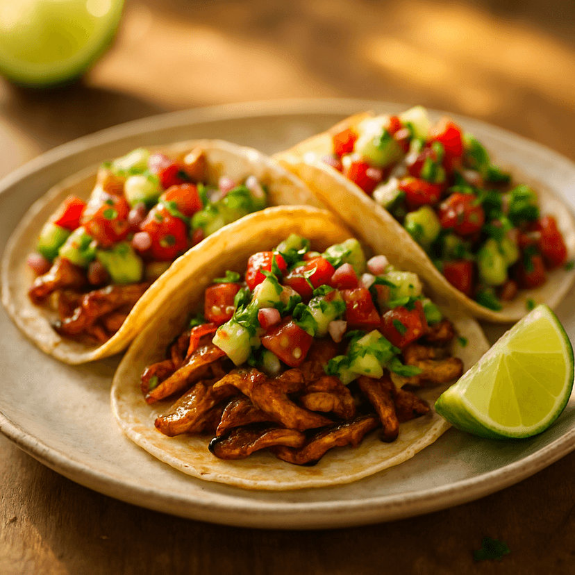 Spiced Oyster Mushroom Tacos with Avocado Salsa