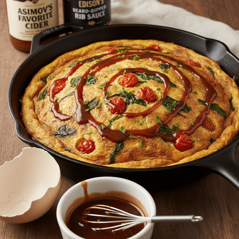 Ostrich Egg Frittata with Cider-Rib Glaze
